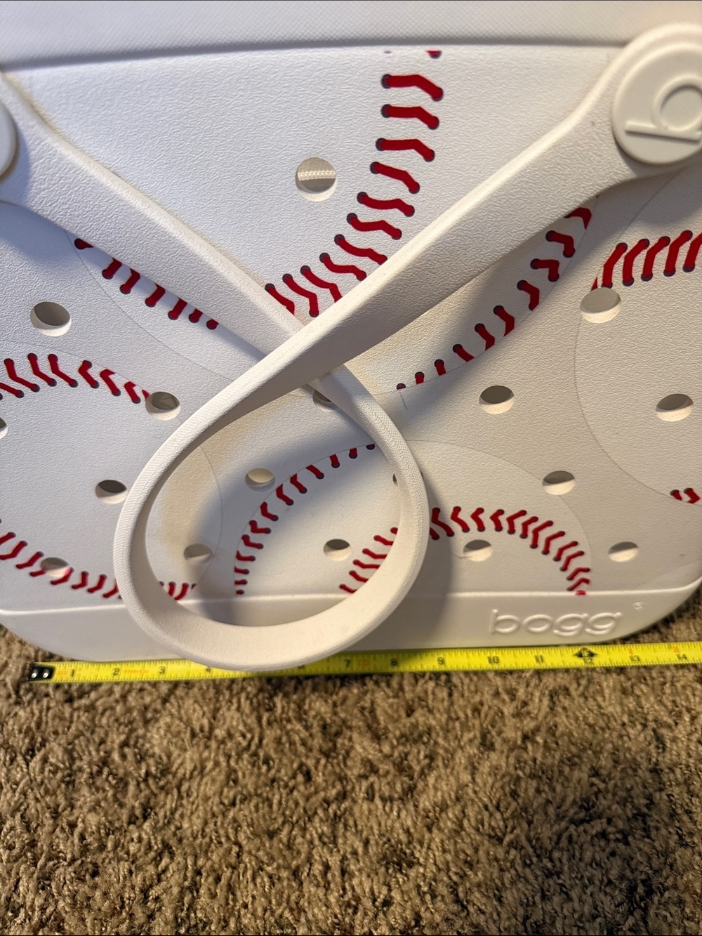 BOGG BAG White Tote with Red Baseball Stitch Pattern - Picture 3 of 4